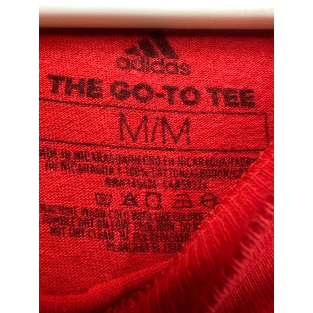 Adidas Go To Tee Shirt Mens Medium Red Short Sleeve Crew Neck Cotton Performance